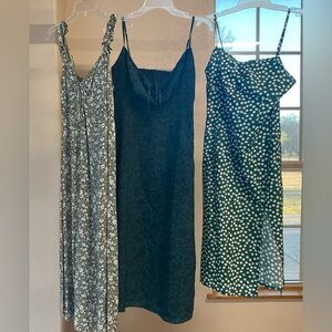 Floral and Solid Midi Dresses Set